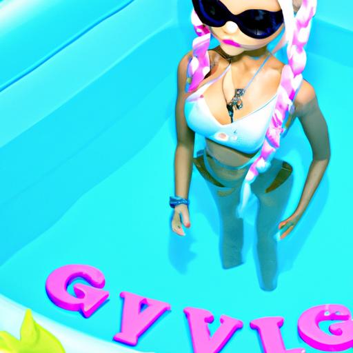 Gwen makes a splash at the beach with her new Pool Party skin, complete with floaties and water balloons.