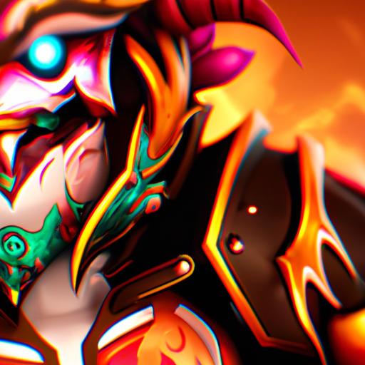 The intricate details of a League of Legends hero's Infernal skin