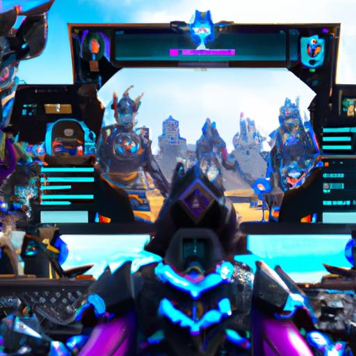 A team of players showcasing their Sentinel skins in a high-stakes League of Legends match.