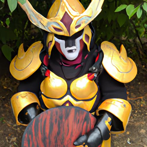 A dedicated fan showcasing his impressive Warlord Shen cosplay at a convention.